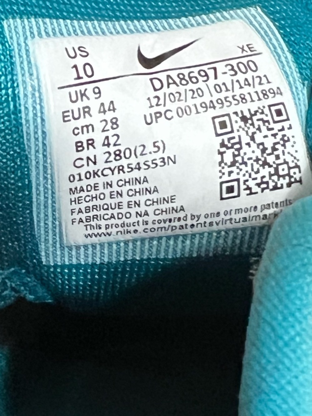 🌻EUC Nike Pegasus Trail 3 Mystic Teal Running Shoes React Foam Trail Sneaker 10 - Picture 10 of 11